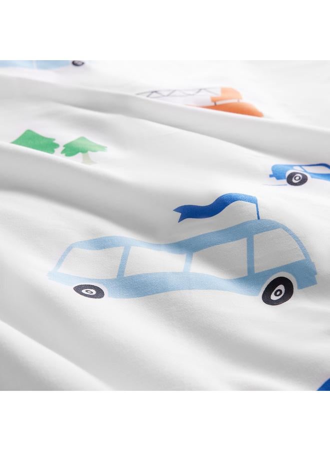 زبون طقم أغطية سرير مكون من 3 قطع مع حقيبة، بنمط مركبات/طرق متعدد الألوان، 150×200/50×80 سم - Image 5