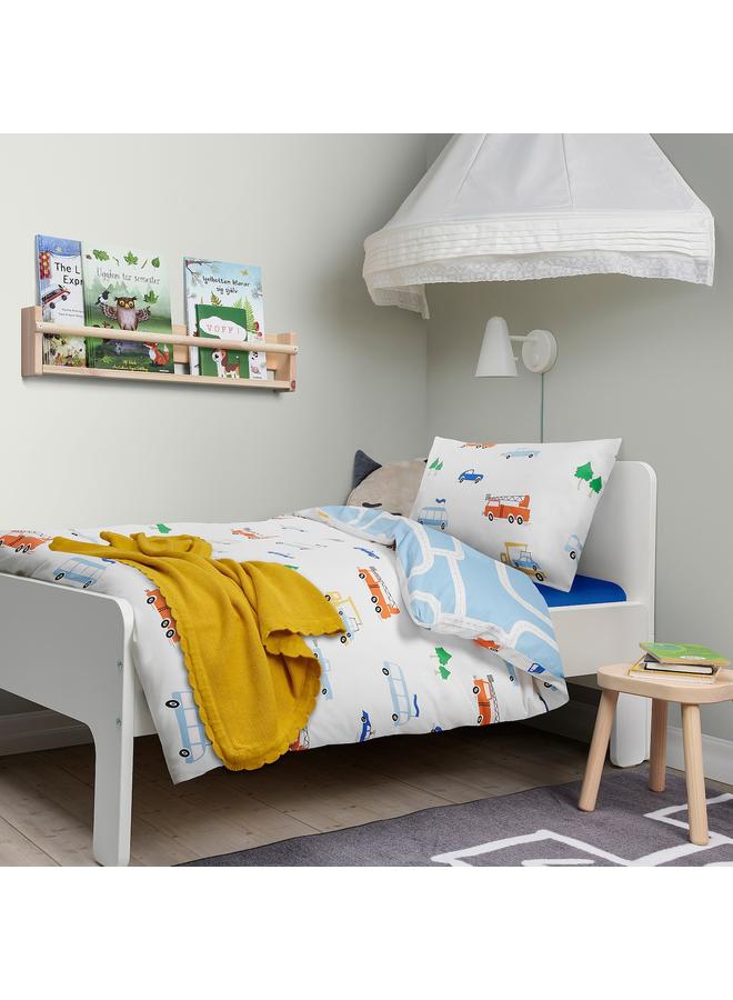 زبون طقم أغطية سرير مكون من 3 قطع مع حقيبة، بنمط مركبات/طرق متعدد الألوان، 150×200/50×80 سم - Image 3