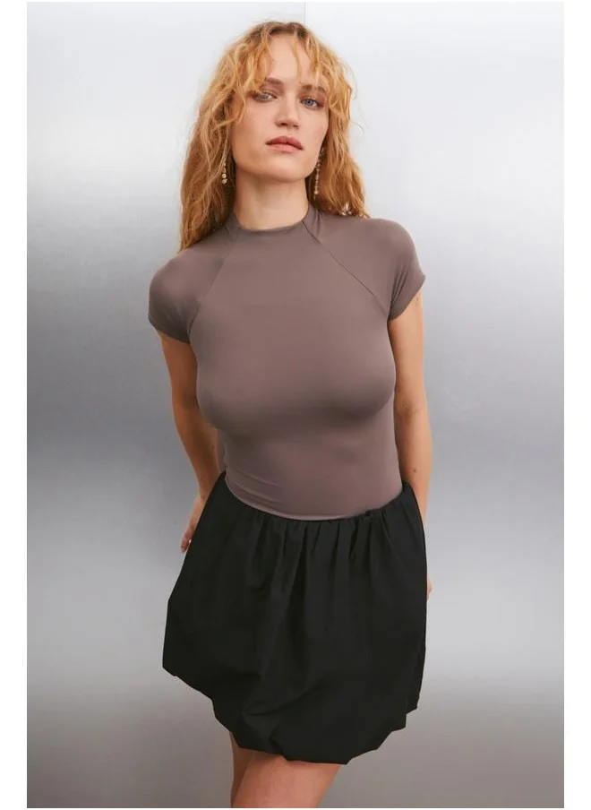 GRIMELANGE Grimelange Abrial Women's Slim Brown Blouse