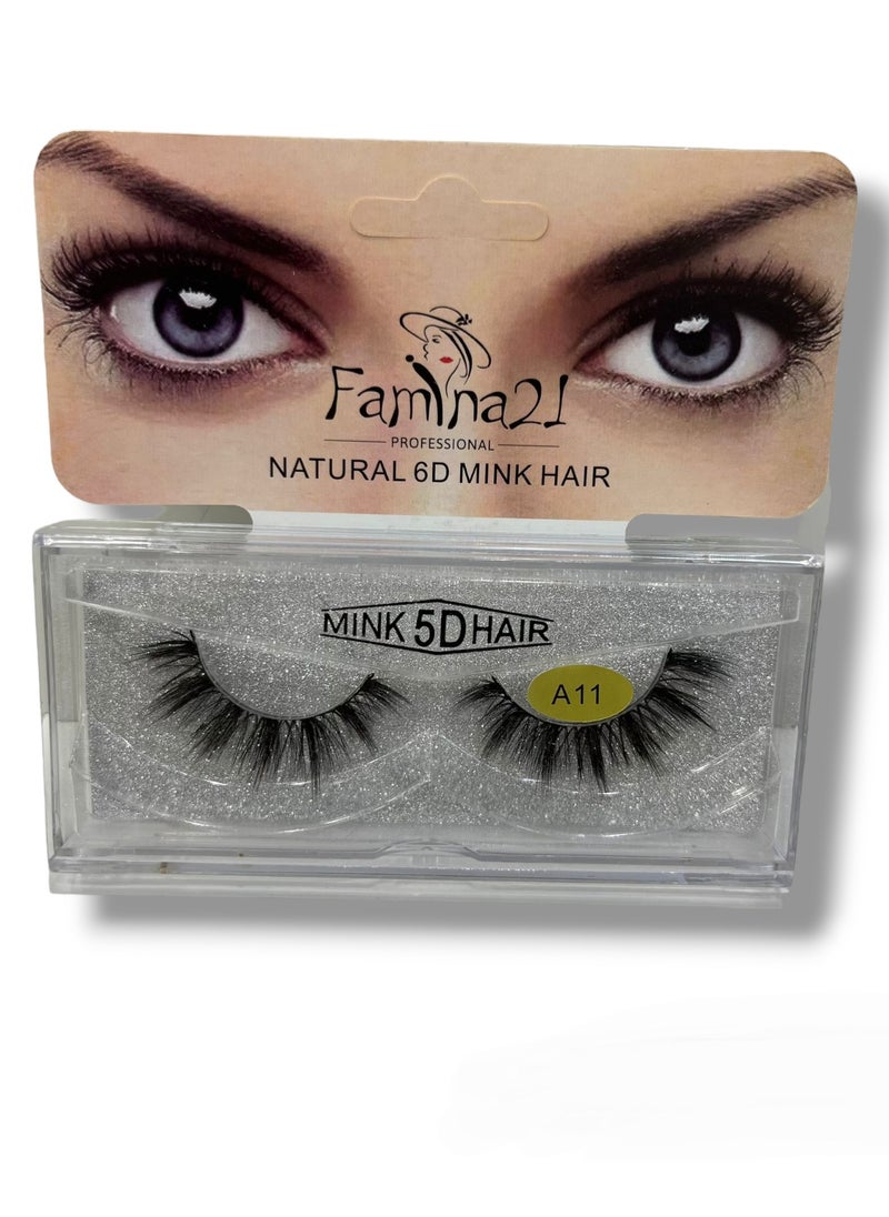 FAMINA21 Famina21 Natural 6D/5D Mink Hair Eyelashes - Set of 30 Models (A11)  - Image 1