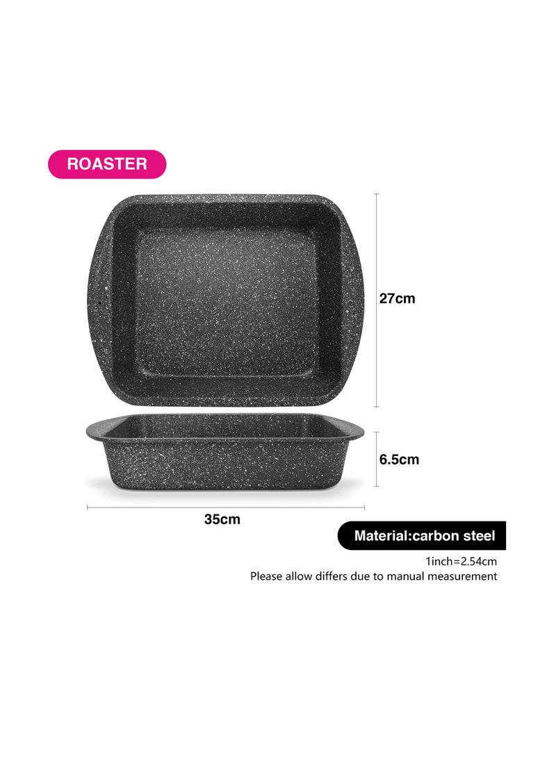 Fissman Roaster Pan 35cm, Carbon Steel Non Stick Coating 6.5cm Deep Roaster Pan  - Image 3