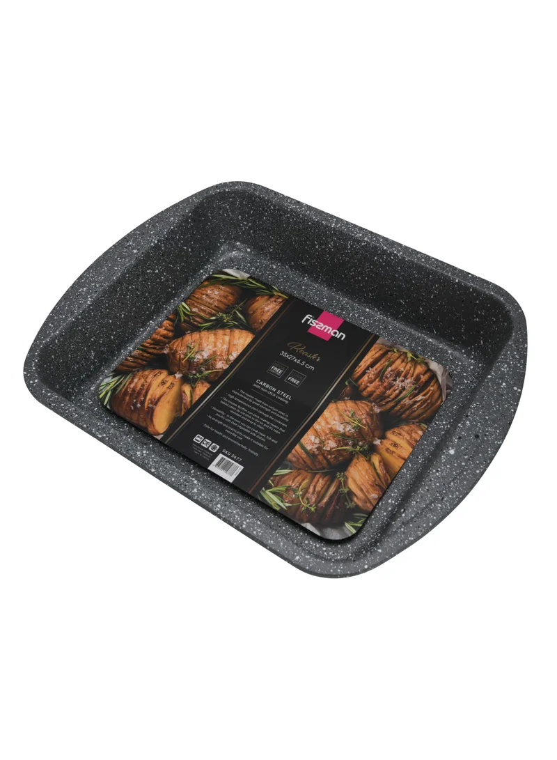 Fissman 35 Roaster Pan 35cm, Carbon Steel Non Stick Coating 6.5cm Deep Roaster Pan  | Best Price UAE