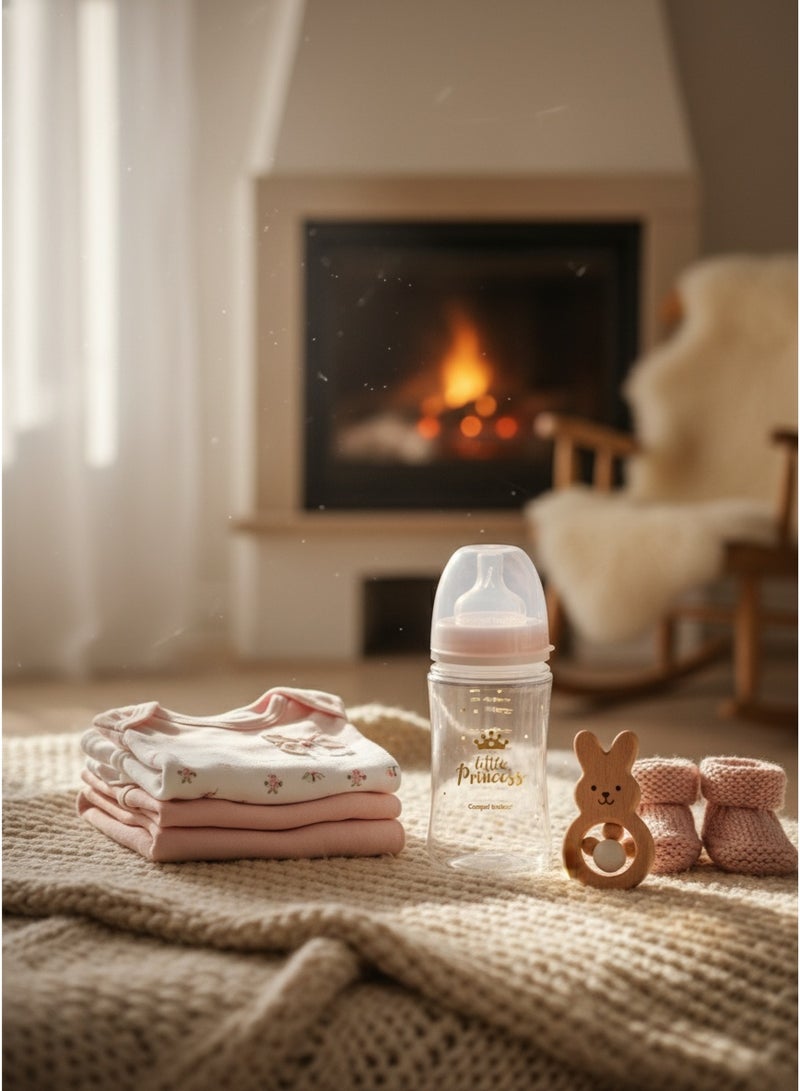 Canpol Babies EasyStart Anti-Colic Feeding Bottle | Little Princess Design | 240 ml | BPA Free | Natural Flow | Soft Silicone Teat - Image 5