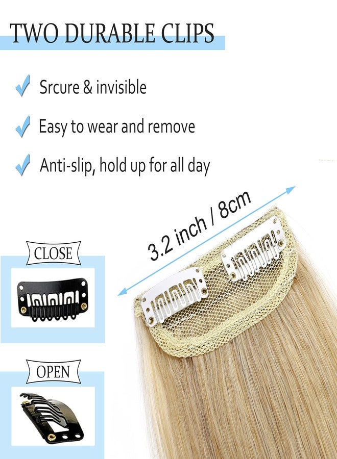 SEGO 2 Pcs Short Hair Extensions Clip in Human Hair 8 Inch 24g Hairpiece Human Hair Toppers for Women With Thinning Hair Adding Hair Volume -#24 Natural Blonde - Image 3