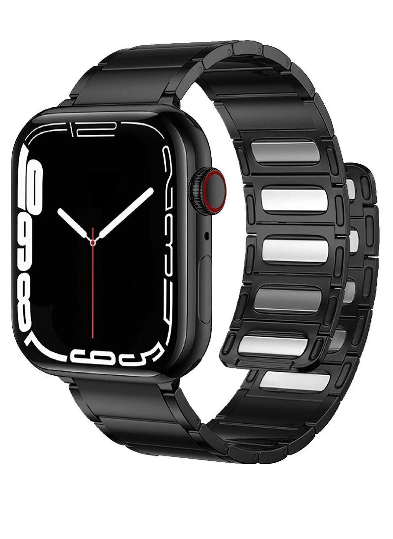 miYou Bluetooth Call Magnetic Stainless Steel Men Sports Fitness Tracker IP67 Waterproof Smartwatch For IOS Android - Black/Black  - Image 1