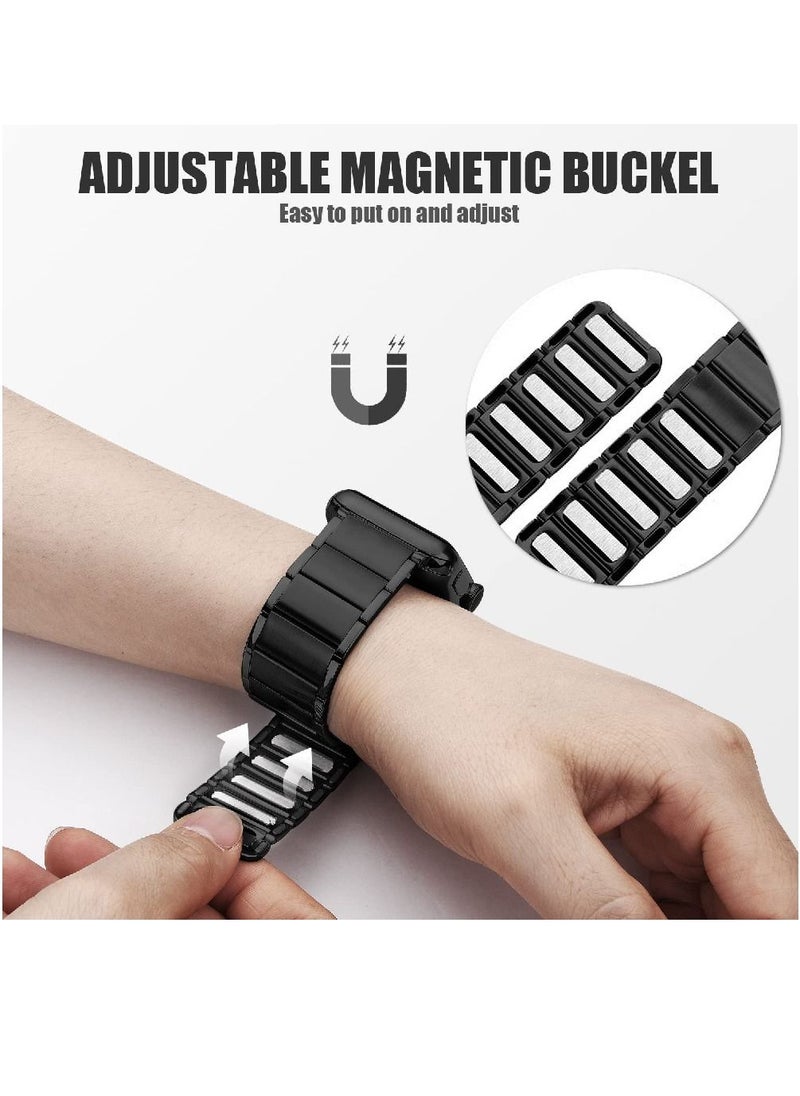 miYou Bluetooth Call Magnetic Stainless Steel Men Sports Fitness Tracker IP67 Waterproof Smartwatch For IOS Android - Black/Black  - Image 3
