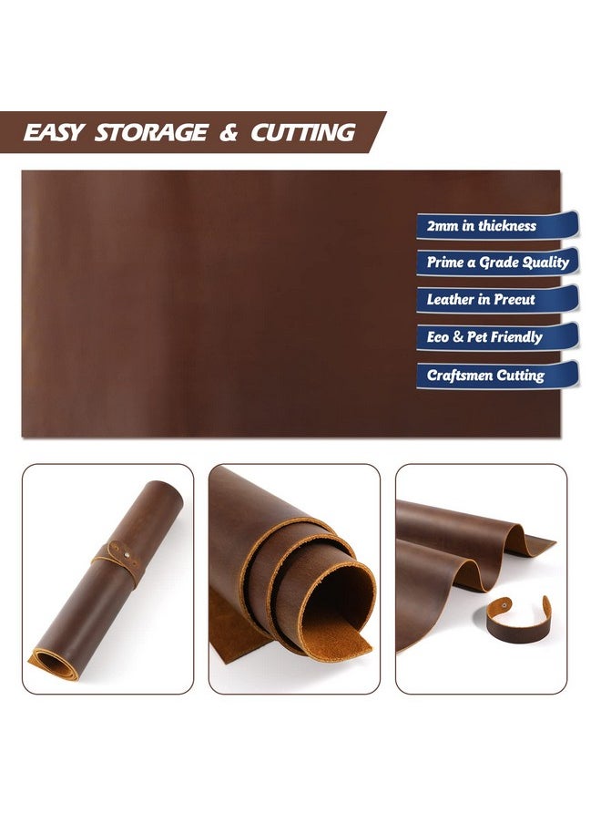 رينجسان صفائح جلد طبيعي من RingSun مقاس 12 × 24 بوصة للحرف اليدوية، جلد محبب بالكامل، جلد بقر سميك (2 مم)، قطع مربعة، لون بني غامق  - Image 4