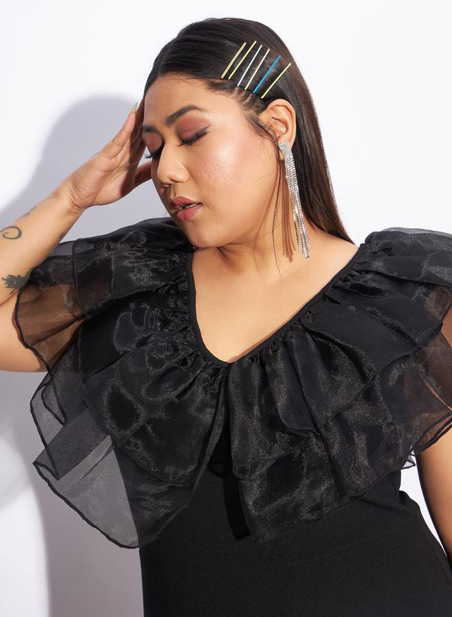 ساسافراس فستان ضيق بكتف مكشكش - Image 4