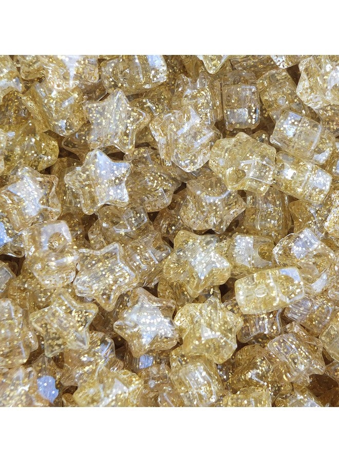 BeadExplosion Star Beads Gold Glitter Sparkle 13mm Pony Beads Made in USA - Image 1