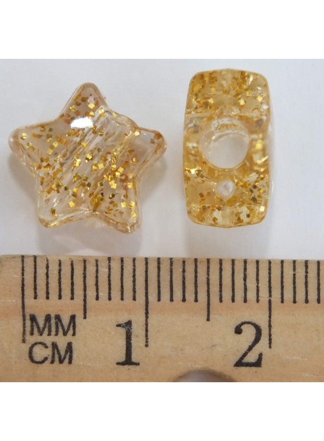 BeadExplosion Star Beads Gold Glitter Sparkle 13mm Pony Beads Made in USA - Image 2