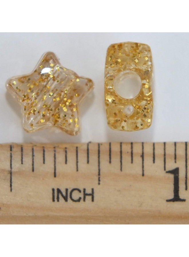 BeadExplosion Star Beads Gold Glitter Sparkle 13mm Pony Beads Made in USA - Image 3