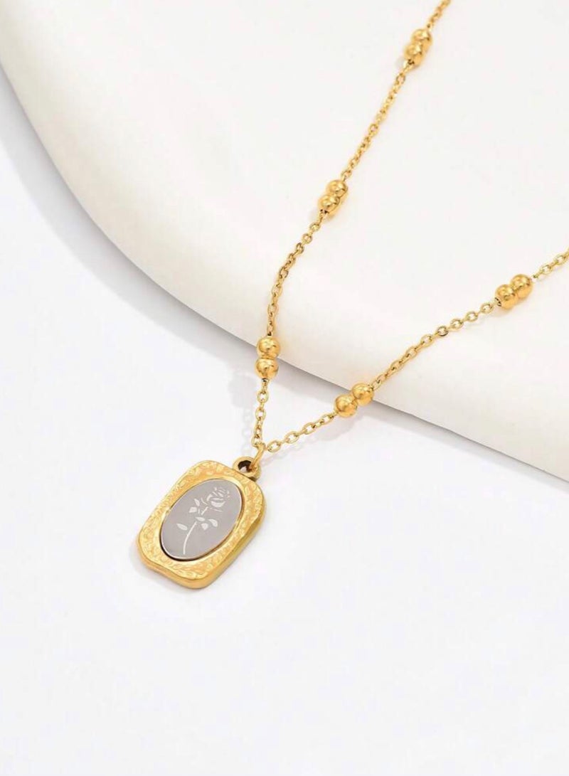 Elegant Stainless Steel Gold Plated Necklace For Women - Image 2