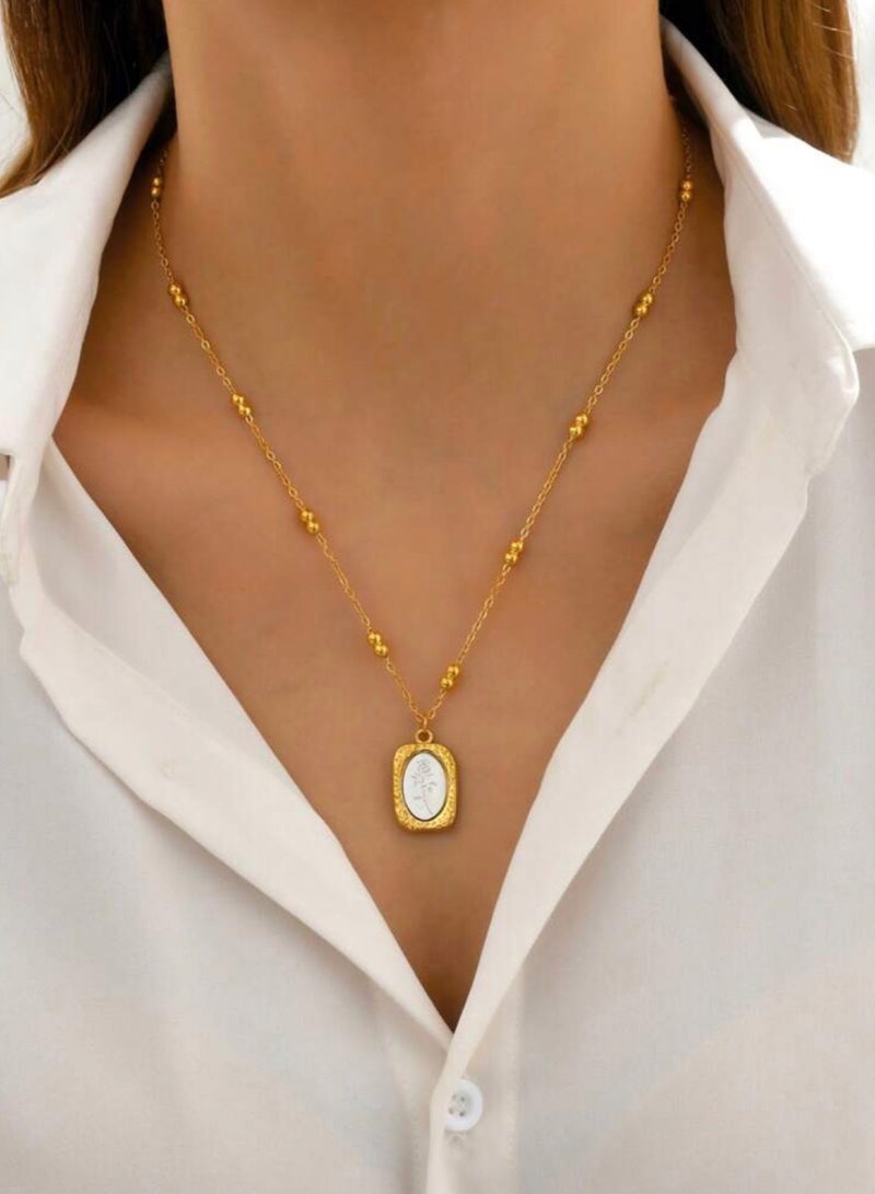 Elegant Stainless Steel Gold Plated Necklace For Women - Image 1