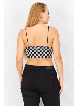 Don't Call Me Jennyfer Women V Neck Sleeveless Sequin Cropped Top, Black  - Image 3