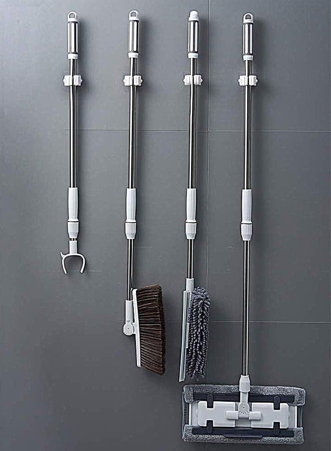 6 Pieces Mop Holder Self Adhesive Broom Wall Mounted Organizer Garden Tool Hanger Sweeping Brush Tidy No Drilling Super Anti-Slip Split Type for Closet Kitchen Bathroom - Image 2