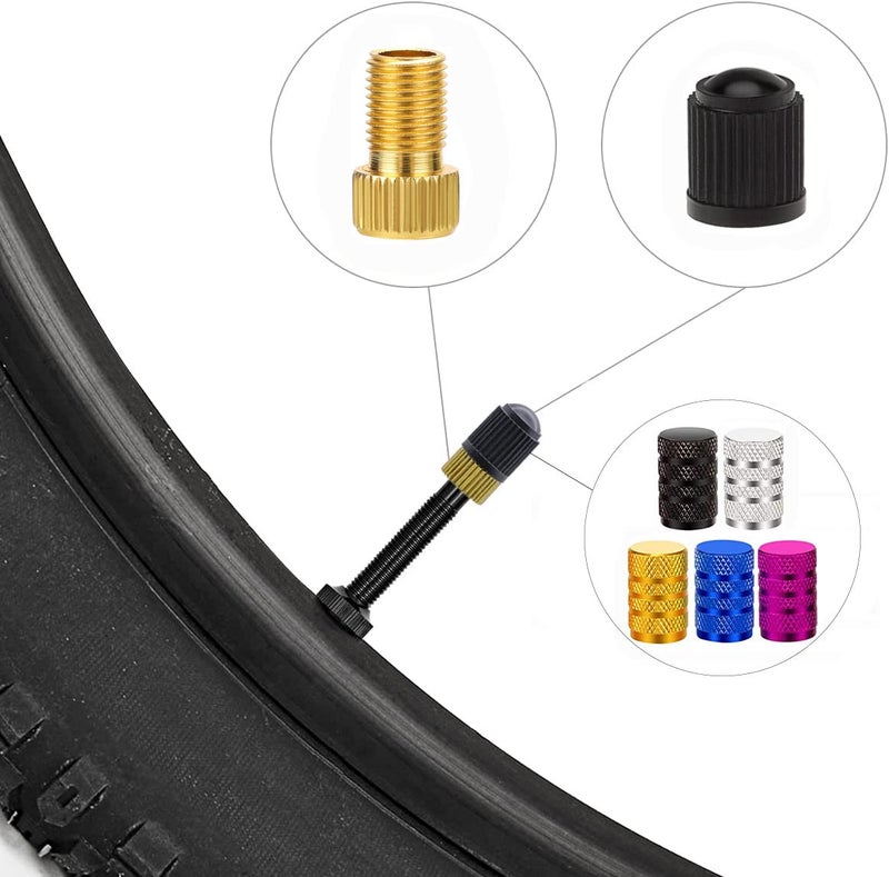 Alloygold Presta to Schrader Adapter 5 Pcs FrenchUK to US with 15 Valve Caps for Mountain Road Bikes and Cars Red - Image 4