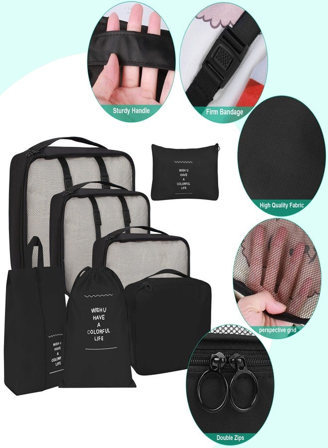 PETRICE Travel Organizer 7 Set Travel Organizer Bag 3 Packing Cubes + 3 Pouches + 1 Toiletry Organizer bag, (Black) - Image 3