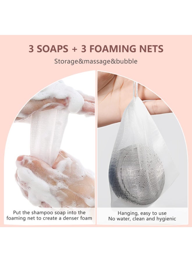 Rednow Black & Thick Fallopia Multiflora Shampoo Bar, Polygonum Soap With Foaming Net, He Shou Wu Extract, Deeply Cleanses Scalp, Organic Moisturizes Repairs Hair Damage (3pcs) - Image 4