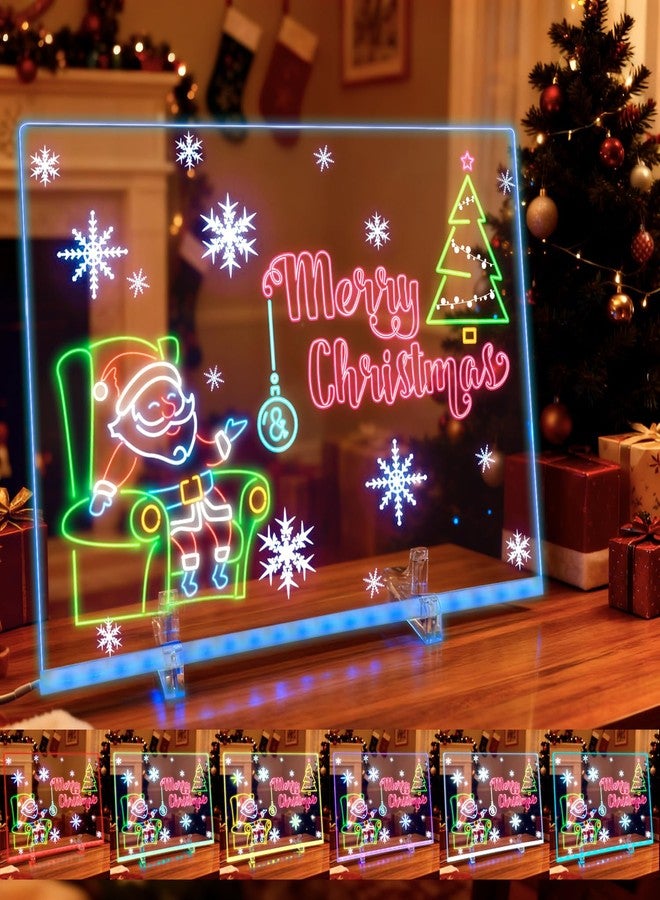 Dexmary LED Note Board with 7 Colors Controlled, 13.7"x10" Glowing Drawing Board for Reusable, Acrylic Dry Erase Message Board with Stand and Hanging Chain - Image 1