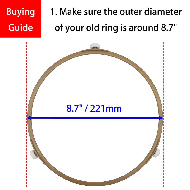 IMSurQltyPrise 8.7" Microwave Turntable Plate Roller Ring with 15mm Rollers, Replacement Parts Fit for Most Microwaves, Ring Outer Diamater 8.7" / 221mm, Rollers Height: 15mm - 2 Pack - Image 2