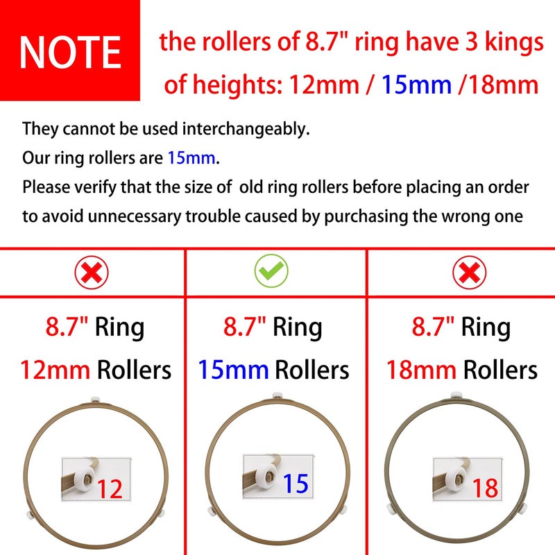 IMSurQltyPrise 8.7" Microwave Turntable Plate Roller Ring with 15mm Rollers, Replacement Parts Fit for Most Microwaves, Ring Outer Diamater 8.7" / 221mm, Rollers Height: 15mm - 2 Pack - Image 3