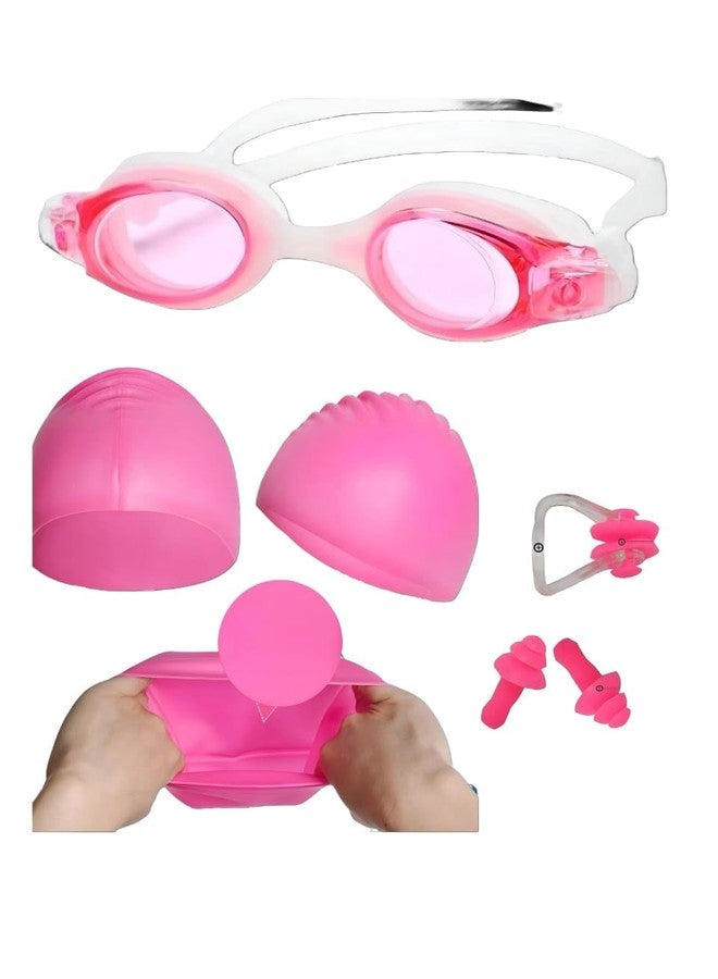 ASTER APPARELS Swim Accessories | Swim Cap, Goggles, Nose Clip & Ear Plugs | Unisex Free Size | for Men, Women, Boys & Girls | Swimming Gear Kit (Pink) - Image 5