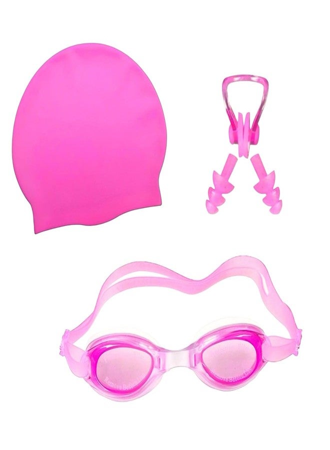 ASTER APPARELS Swim Accessories | Swim Cap, Goggles, Nose Clip & Ear Plugs | Unisex Free Size | for Men, Women, Boys & Girls | Swimming Gear Kit (Pink) - Image 3