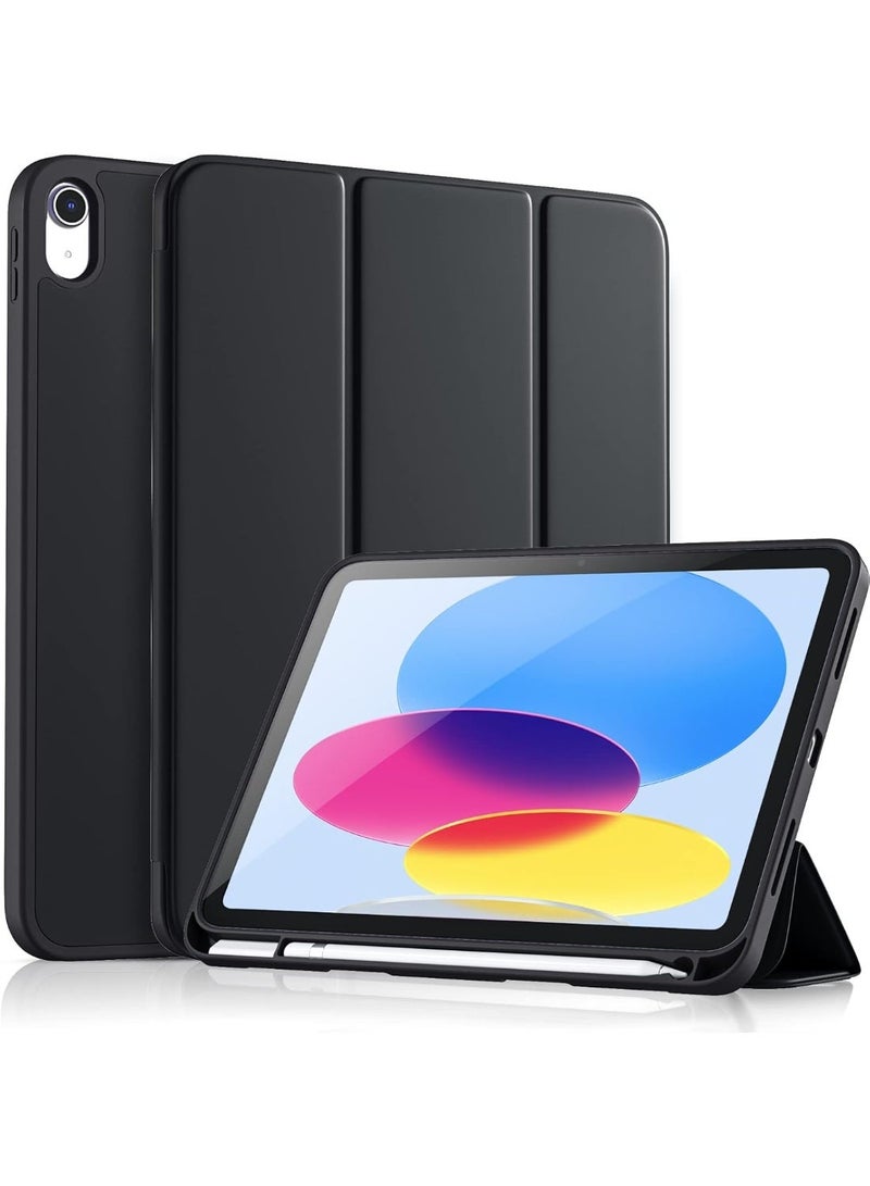 جراب لجهاز iPad (A16) الجيل الحادي عشر 11 بوصة 2025، جراب لجهاز iPad الجيل العاشر 2022 10.9 بوصة مع حامل قلم، غطاء خلفي ناعم من مادة TPU، غطاء حماية ذكي ثلاثي الطيات، خاصية التشغيل/الإيقاف التلقائي - Image 1