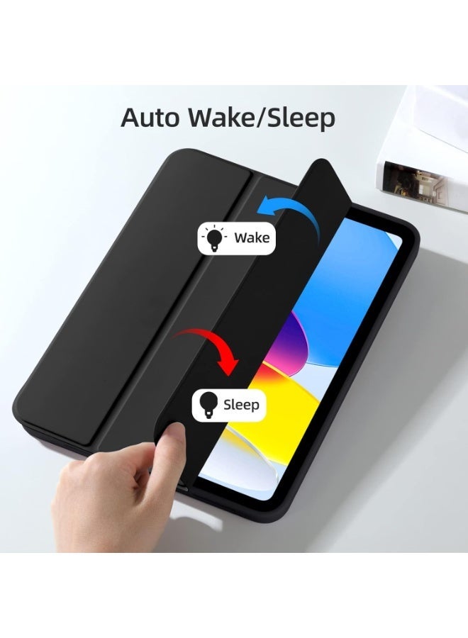 جراب لجهاز iPad (A16) الجيل الحادي عشر 11 بوصة 2025، جراب لجهاز iPad الجيل العاشر 2022 10.9 بوصة مع حامل قلم، غطاء خلفي ناعم من مادة TPU، غطاء حماية ذكي ثلاثي الطيات، خاصية التشغيل/الإيقاف التلقائي - Image 2