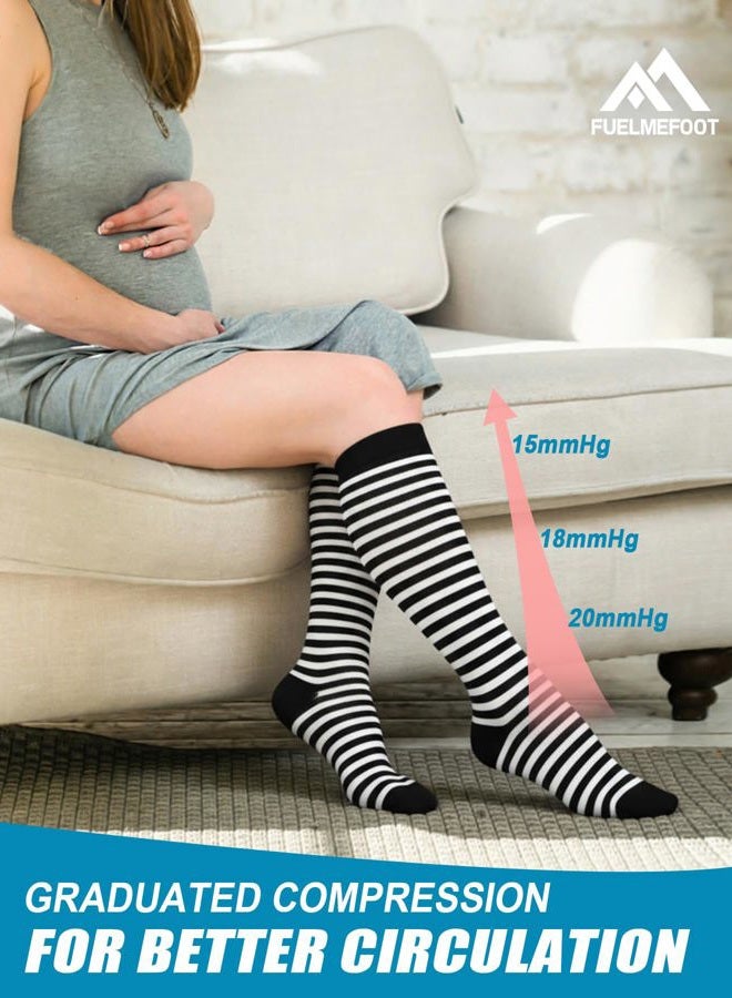 FuelMeFoot 6 Pairs Compression Socks for Women & Men 15-20mmHg Graduated Support Knee High Socks for Nurses, Travel, Athletic - Image 4
