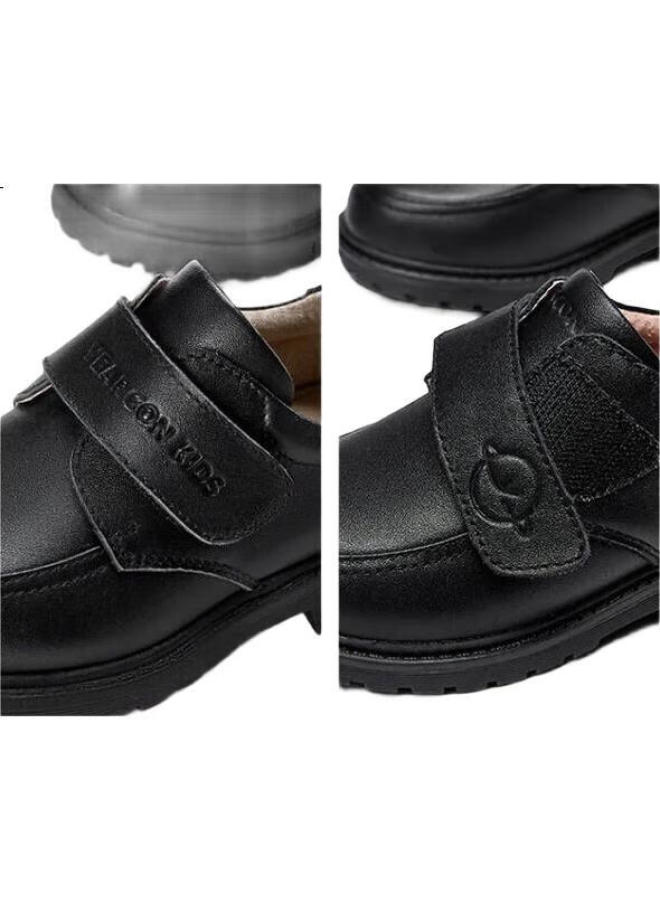 YEARCON أحذية جلدية للأولاد من ييركانغ، أحذية جلدية للأطفال باللون الأسود، موسم الخريف، جلد بقري عالي الجودة، أحذية جلدية للطلاب، أحذية أداء للأولاد، باللون الأسود، مقاس 39 - Image 1