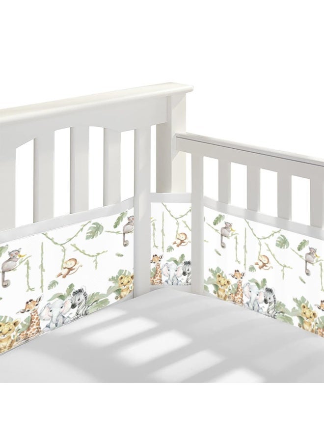 YOUWE7 Baby Crib Bumper, Breathable Mesh Liner for Full-Size Cribs, Breathable Mesh Crib Liner Anti-Collision Bed Bumper for Full-Size 4 Sides Slatted & Solid-Back Crib (Animal) - Image 1