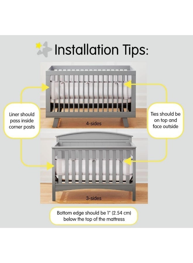 YOUWE7 Baby Crib Bumper, Breathable Mesh Liner for Full-Size Cribs, Breathable Mesh Crib Liner Anti-Collision Bed Bumper for Full-Size 4 Sides Slatted & Solid-Back Crib (Animal) - Image 3
