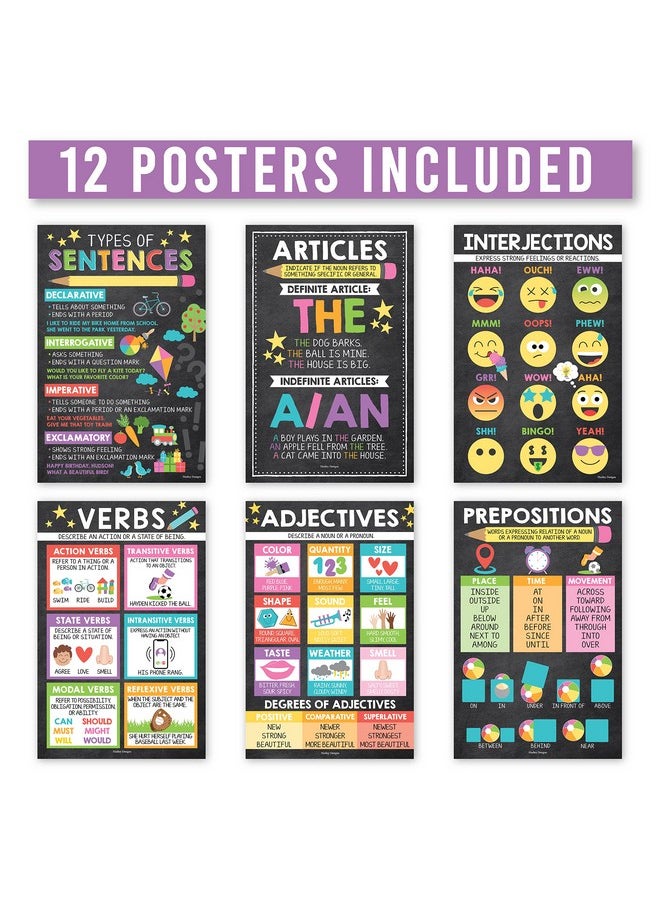 Hadley Designs Hadley Designs 12 Chalkboard Parts of Speech Posters for Classroom Posters for Language Arts - Grammar Posters for Classroom Elementary Classroom Must Haves  - Image 2
