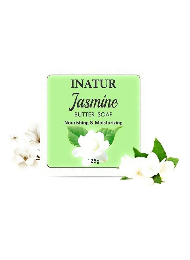 INATUR Jasmine Butter Bathing Soap 125G ;Handmade Ayurvedic Soap ; Cleansing And Fragrant ; For All Skin Type ; With Aloe Vera Glycerin Raw Sugar & Vitamin E ; 125G - Image 1