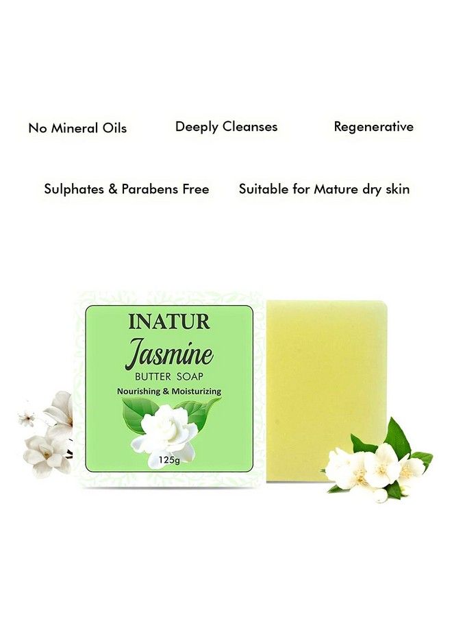 INATUR Jasmine Butter Bathing Soap 125G ;Handmade Ayurvedic Soap ; Cleansing And Fragrant ; For All Skin Type ; With Aloe Vera Glycerin Raw Sugar & Vitamin E ; 125G - Image 4