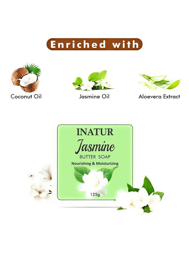 INATUR Jasmine Butter Bathing Soap 125G ;Handmade Ayurvedic Soap ; Cleansing And Fragrant ; For All Skin Type ; With Aloe Vera Glycerin Raw Sugar & Vitamin E ; 125G - Image 5