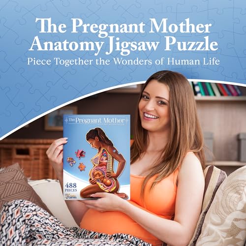 Genius Games Pregnant Mother Anatomy Jigsaw Puzzle | 488-Piece Science Accurate Adult Puzzle | Educational and Entertaining 3ft x 2ft Poster Size Puzzle | Ideal Gift for Mothers, Educators & Medical Professionals - Image 2