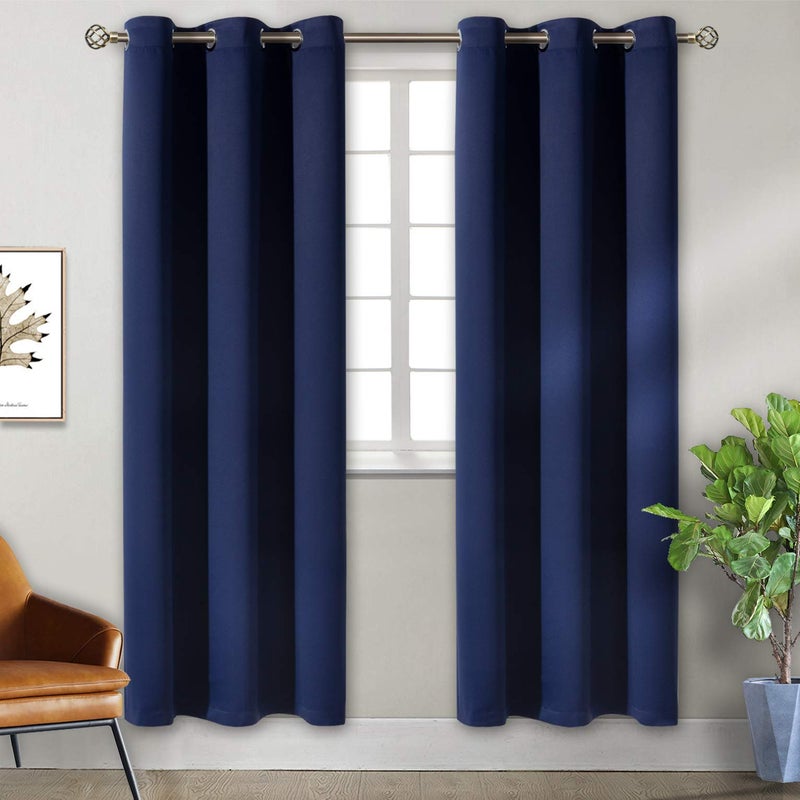 BGment Blackout Curtains for Bedroom - Grommet Thermal Insulated Room Darkening Curtains for Living Room  Set of 2 Panels (38 x 84 Inch  Navy Blue) - Image 1