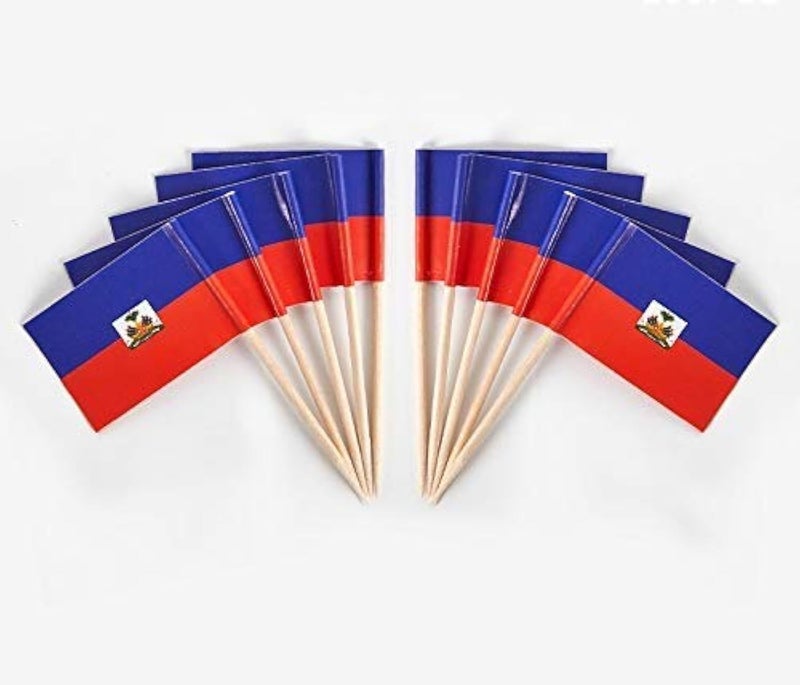 JAVD CYPS 100 Pcs Haiti Flag Toothpicks Small Mini Stick Cupcake Toppers Country Picks for Party Decoration Celebration Cocktail Food Bar Cake Haitian Flags - Image 2