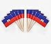 JAVD CYPS 100 Pcs Haiti Flag Toothpicks Small Mini Stick Cupcake Toppers Country Picks for Party Decoration Celebration Cocktail Food Bar Cake Haitian Flags - Image 3