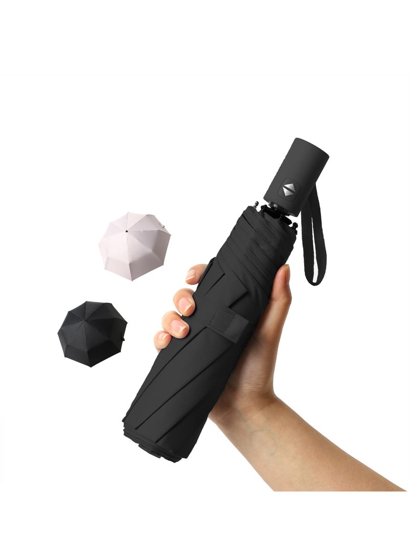 Automatic Folding Compact Umbrella, Umbrella Sun Protection, 16 Ribs Windproof Lightweight Portable Travel Umbrella, Sun and Rain Pocket UV Umbrellas for Kids Girls Boys Women(Black) - Image 1