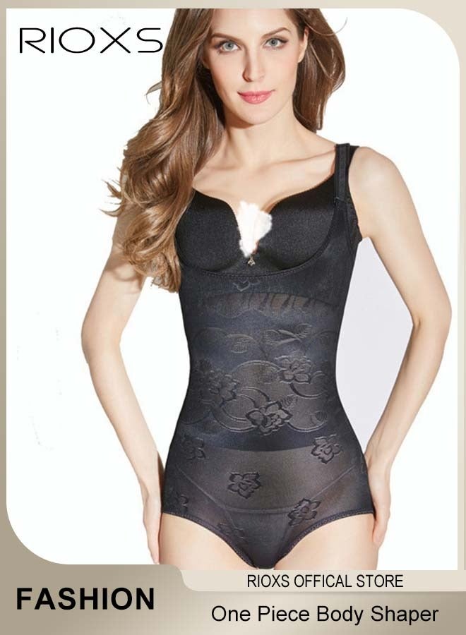 RIOXS Women's One Piece Body Shaper, High Waisted Tummy Control Bodysuit, Slimming Seamless Shapewear, Open Bust Body Shaper Sculpting Bodysuit, Slimmer Shaping Bodysuit  - Image 1