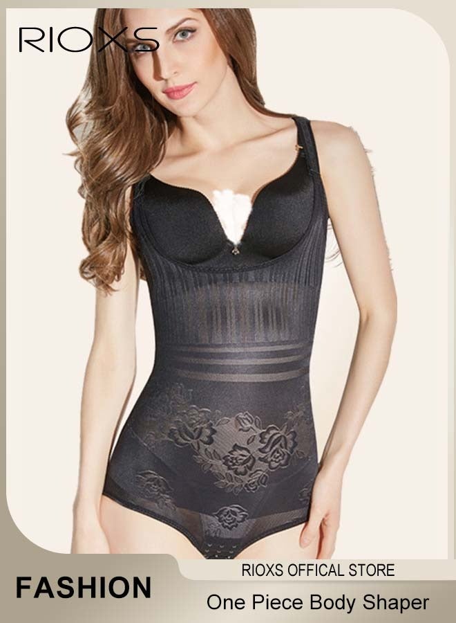 RIOXS Women's One Piece Body Shaper, High Waisted Tummy Control Bodysuit, Slimming Seamless Shapewear, Open Bust Body Shaper Sculpting Bodysuit, Slimmer Shaping Bodysuit  - Image 3