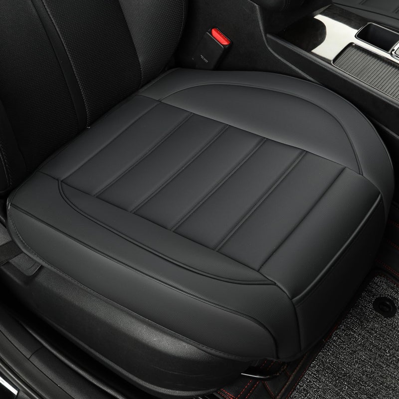 Vankerful 1 Pack Leather Front Car Seat CoversBottom Seat Covers for CarsDriver Car Seat Cushion CoverLuxury Seat ProtectorsWaterproofFull Wrapfor Most VehiclesSedanTruckSUVBlack