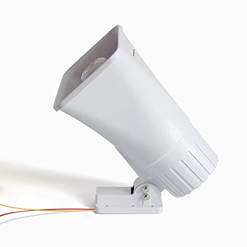 KLLsmDesign 30W Alarm Siren ,Dual Tone Outdoor Self Contained Electric Security Ring Siren with Bracket，6-12V DC 1.1Ah 130db 8 X 5.5 X 9 Inch for Car Home Doorbell Security Protection System,White - Image 1