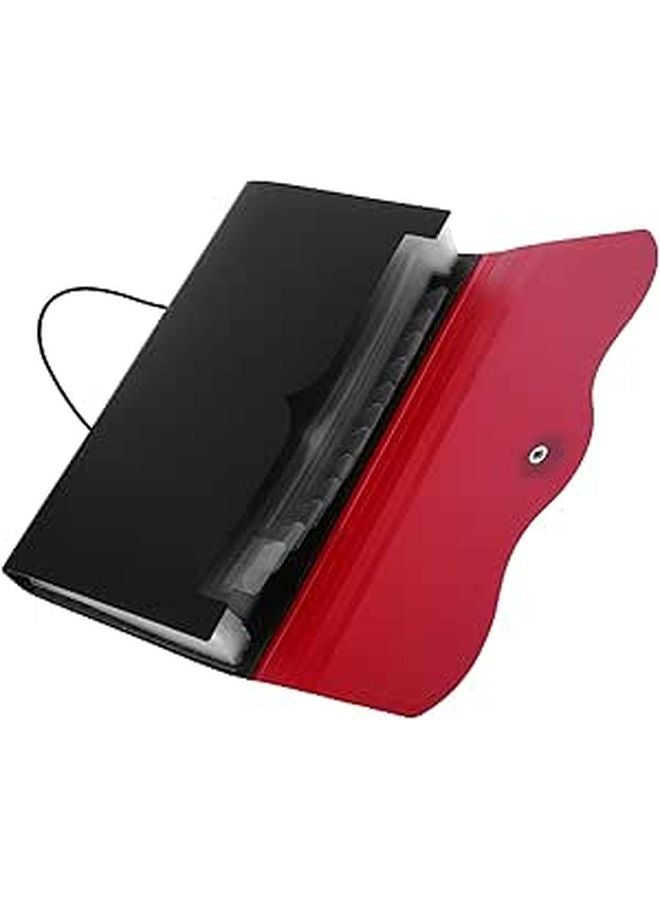 Red Accordion File Organizer with 13 Compartments for Receipts Bills and Documents - Image 1