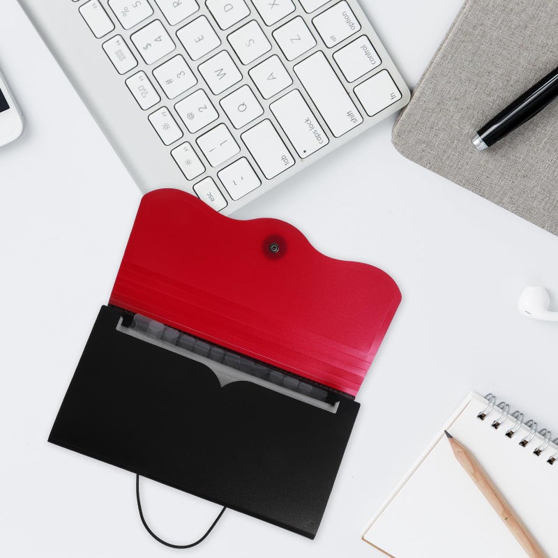 Red Accordion File Organizer with 13 Compartments for Receipts Bills and Documents - Image 5