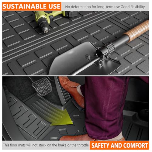 powoq Floor Mat Compatible with 2019 2020 2021 2022 2023 2024 2025 Toyota RAV4 Trunk Mat TPE Cargo Liner Replacement for 2019-2025 Toyota RAV4 Accessories (Fit 2019-2025, Rear Trunk Mat + Floor Mats) - Image 5