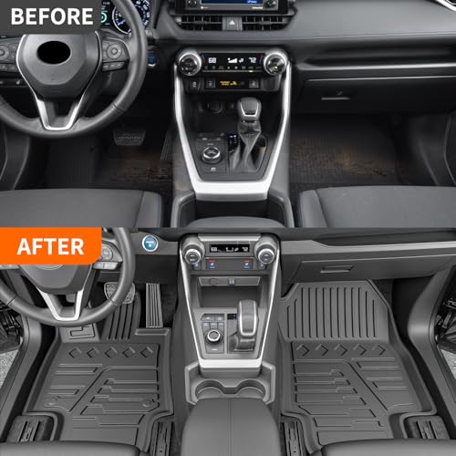 powoq Floor Mat Compatible with 2019 2020 2021 2022 2023 2024 2025 Toyota RAV4 Trunk Mat TPE Cargo Liner Replacement for 2019-2025 Toyota RAV4 Accessories (Fit 2019-2025, Rear Trunk Mat + Floor Mats) - Image 2